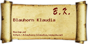 Blauhorn Klaudia névjegykártya